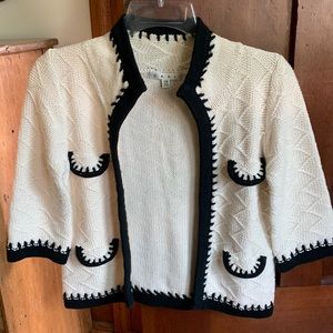 Ivory & Navy Knitted Sweater Jacket